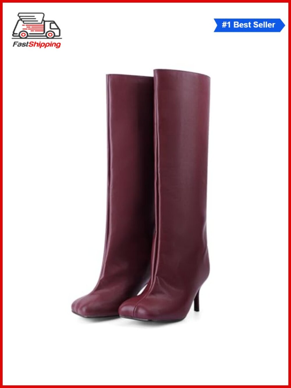 ✨ Knee High Boots Square Toe Kitten Heel Pull On Tall Boots